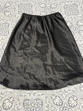 Black Satin Women’s A-Line Slip Skirt Medium